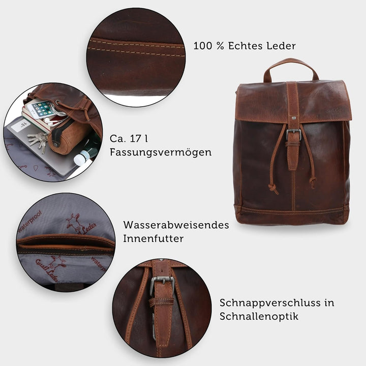 Gusti Kurierrucksack Leder - Jaime Rucksack Lederrucksack Vintage Cityrucksack Outdoorrucksack Lapto