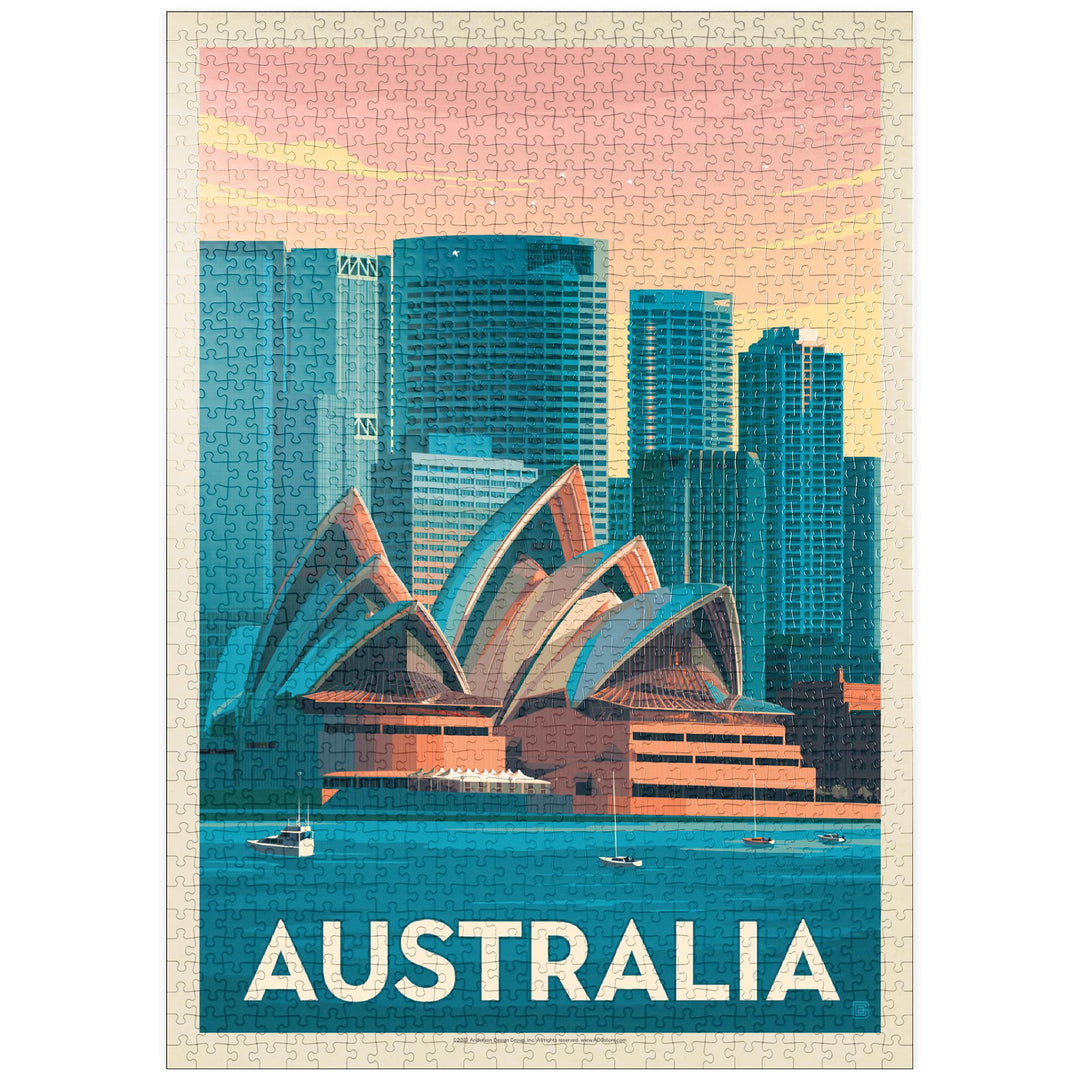 Australia: Sydney Skyline, Vintage Poster - Premium 1000 Teile Puzzle - MyPuzzle Sonderkollektion vo