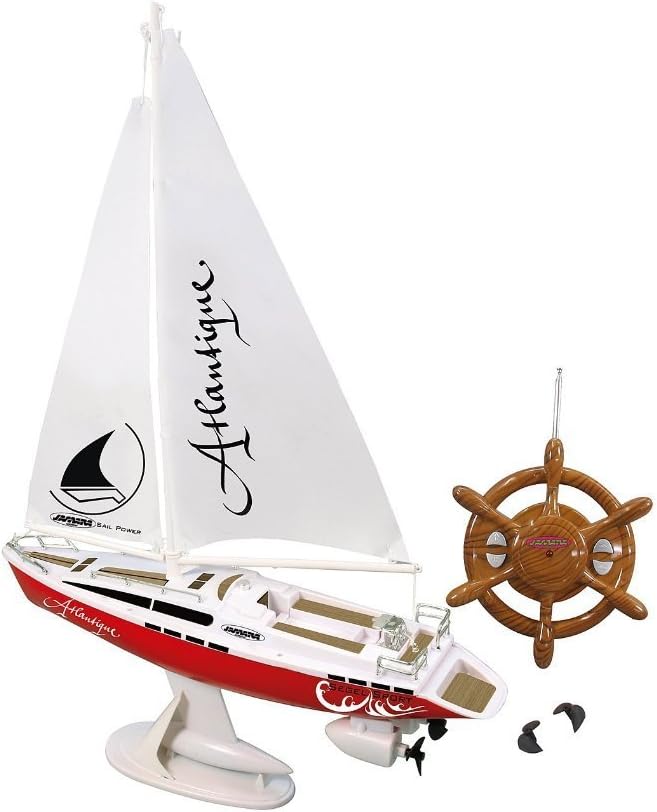 Jamara 040250 Atlantique Segelboot 2 Kanal 27MHz, RC Boot, 2 Antriebsmotoren, Weiss, S