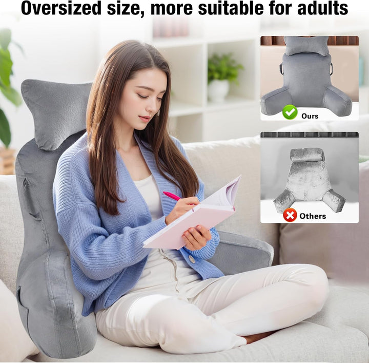 Lesekissen im Bett für Erwachsene, 90x80cm(LxH) Extra gross Rückenkissen zum Lesen mit Abnehmbarer N