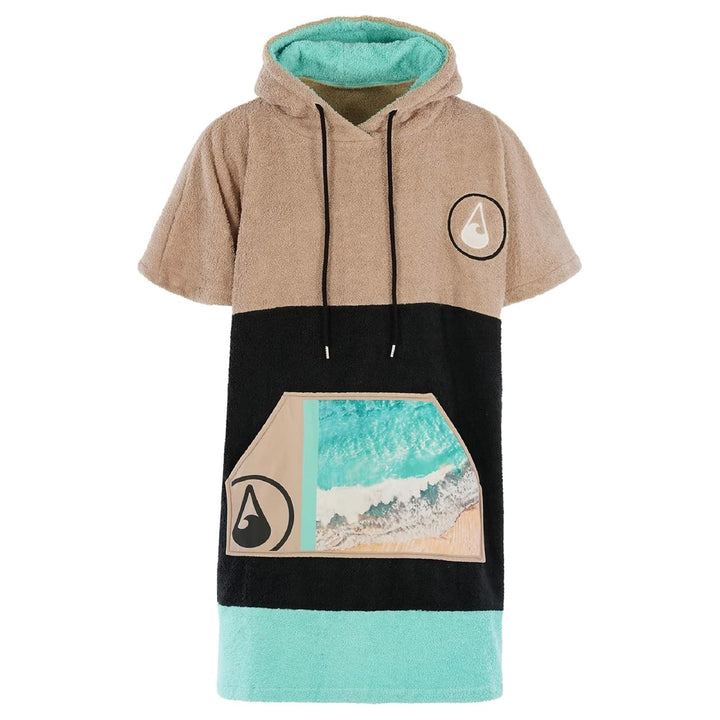 WAVE HAWAII Poncho Ericeira Surfponcho 95% Baumwolle Badeponcho für Körpergrössen von 160-190 cm Umk