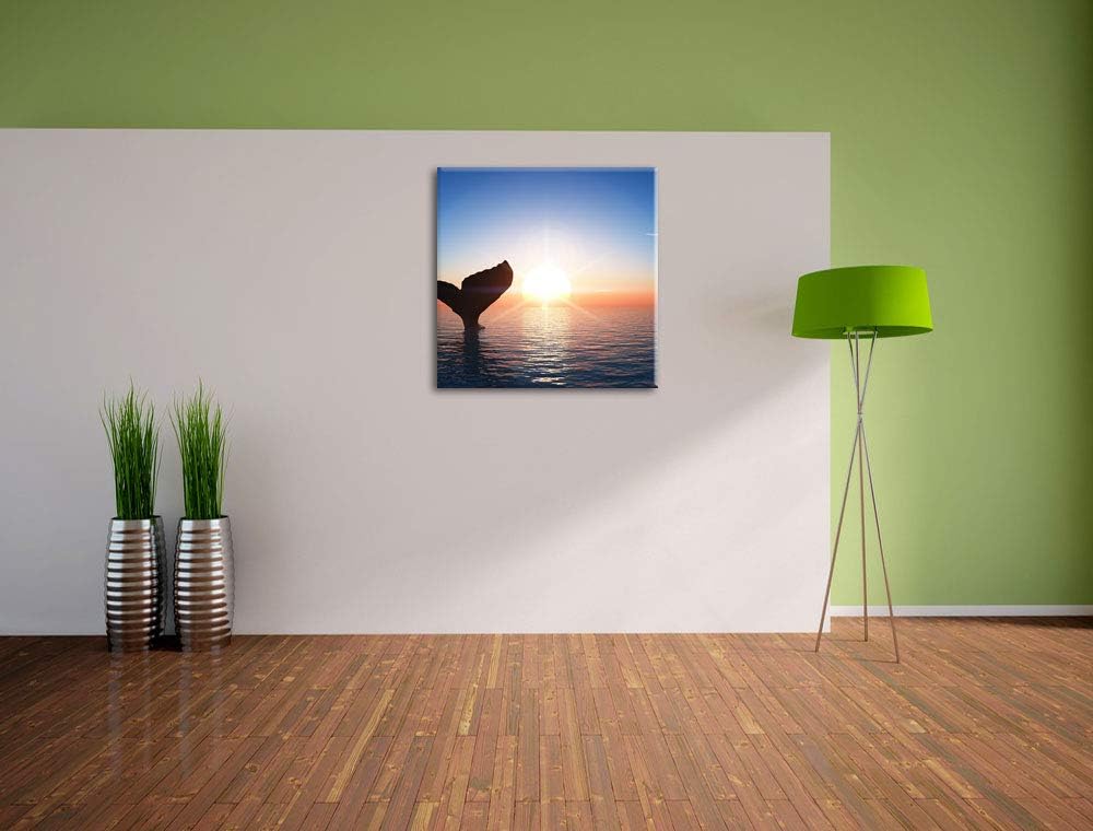 Pixxprint Walflosse im Sonnenuntergang, Format: 70x70 auf Leinwand, 70x70