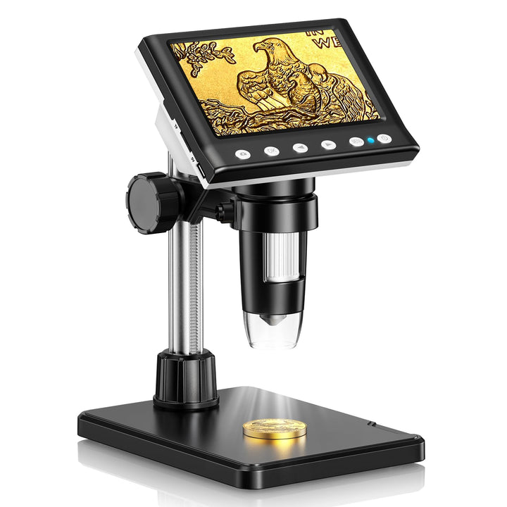 Hayve Digital Mikroskop, 4,3 Zoll LCD Mikroskope, 1080P USB Mikroskope mit 8 Einstellbaren LED Licht