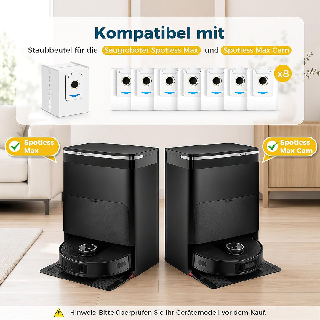 8 Stück Staubbeutel Zubehör für Bosch kompatibel mit Spotless Max und Spotless Max Cam Saugroboter,