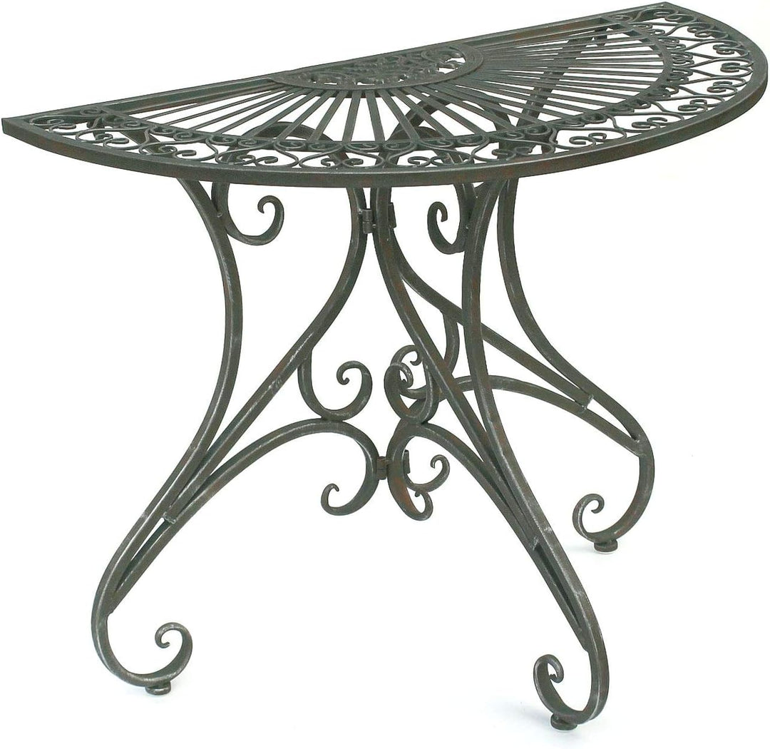 DanDiBo Tisch Halbrund Wandtisch Halbtisch 130434 Beistelltisch aus Metall 90 cm Gartentisch Konsole