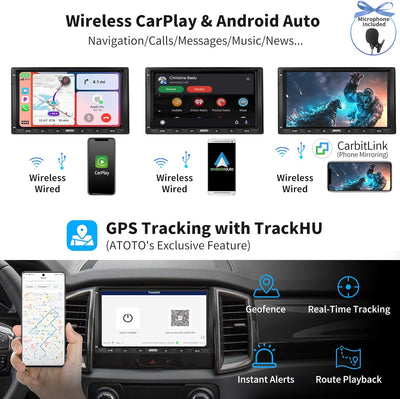 ATOTO S8MS Digital Media-Receiver Android Doppel-DIN Autoradio, 7 Zoll Display, Android Auto drahtlo