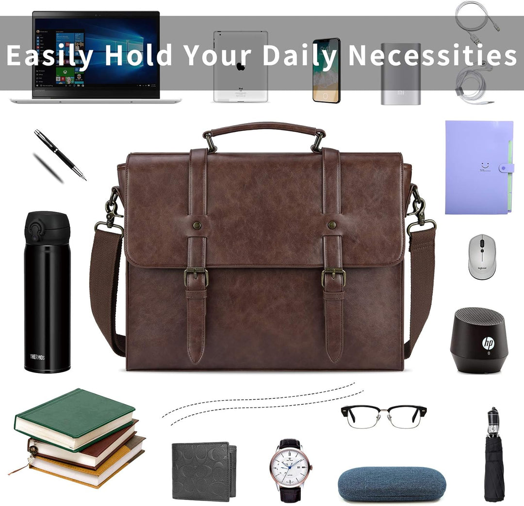 Lubardy Umhängetaschen Herren Aktentasche Laptoptasche 15.6 Zoll Wasserdichte Messenger Bag Vintage