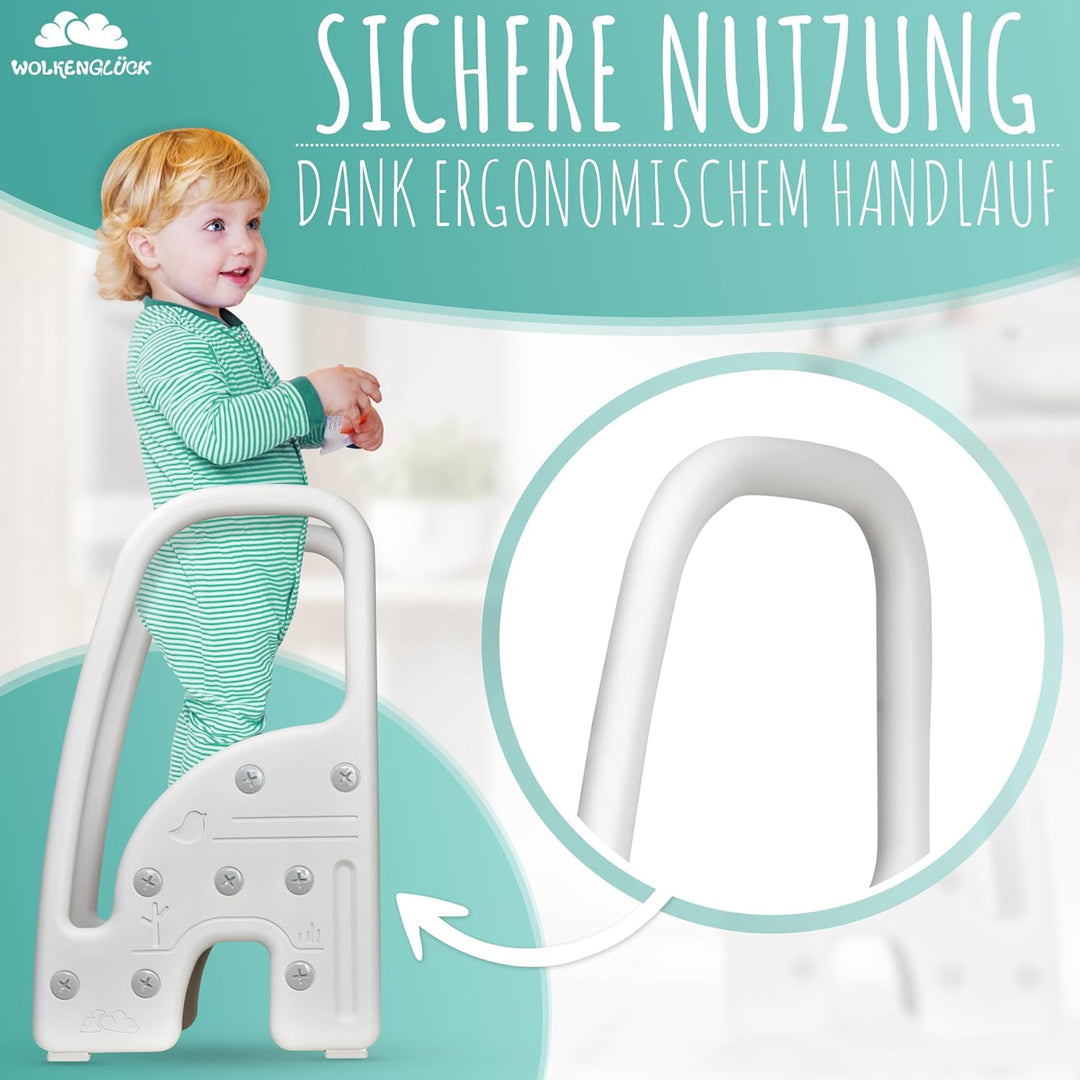 WOLKENGLÜCK® Tritthocker Kinder (3 Stufen) - Rutschfester Kinder Hocker von 1,5 bis 6 Jahre (Belastb