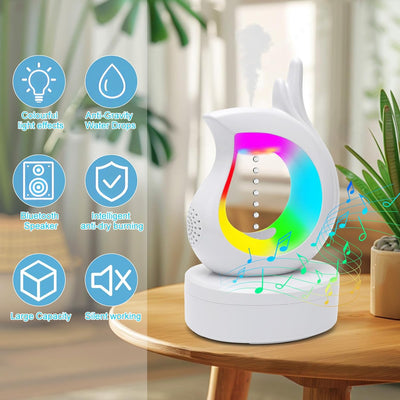 Gohytal Anti-Schwerkraft Luftbefeuchter,2-in-1 Humidifier Aroma Diffuser mit Bluetooth & 7 Farben LE