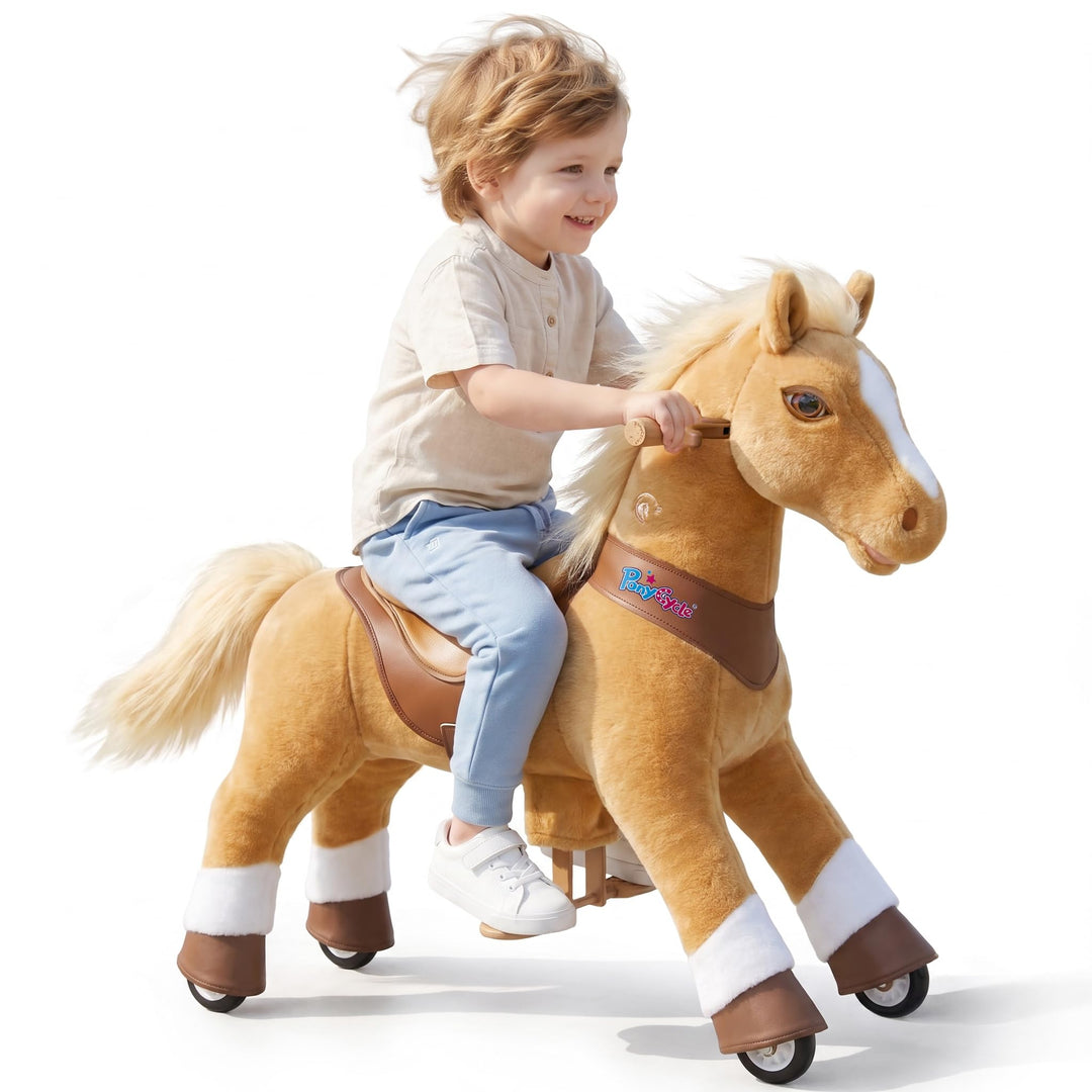 PonyCycle Modell Y Pferd zum Reiten für Kinder 3-4 Jahre, Mechanisches Reitpferd Spielzeug mit Brems