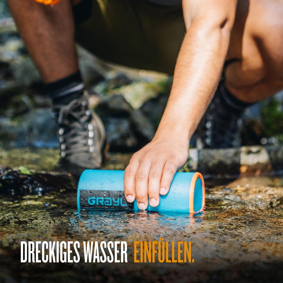 GRAYL GeoPress 710ml Outdoor Wasserfilter Trinkwasser I Eliminiert 99,99% aller Bakterien und Viren