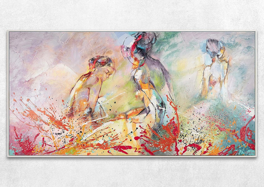 YS-Art Abstrakt Stil Acryl Gemälde auf Leinwand Heisser Sommer handgemalt Wandbilder Wohnzimmer mode