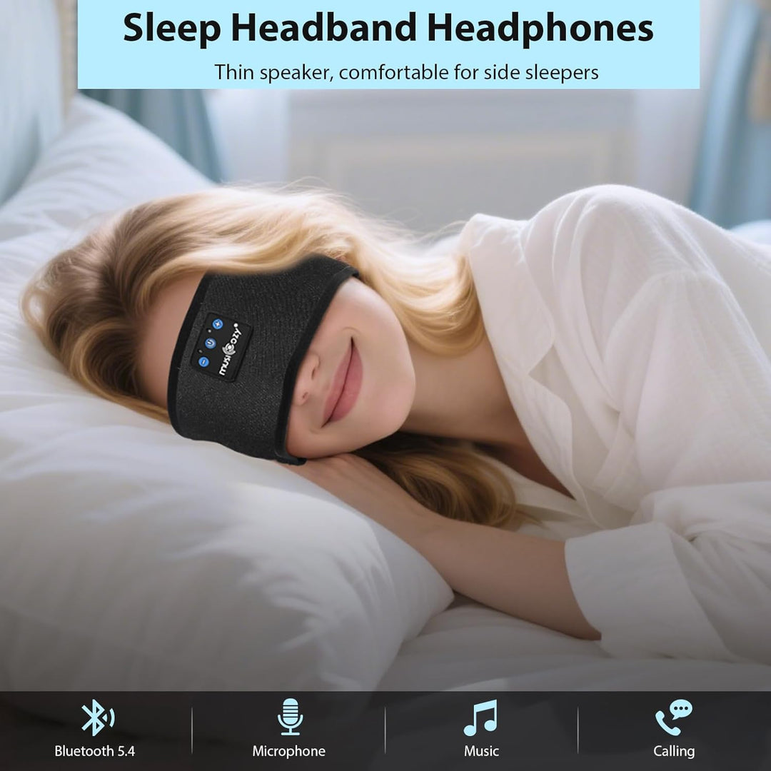 MUSICOZY Schlafkopfhörer Bluetooth 5.4, Bequem & Ultraleicht Stirnband kopfhörer zum Schlafen mit Hi