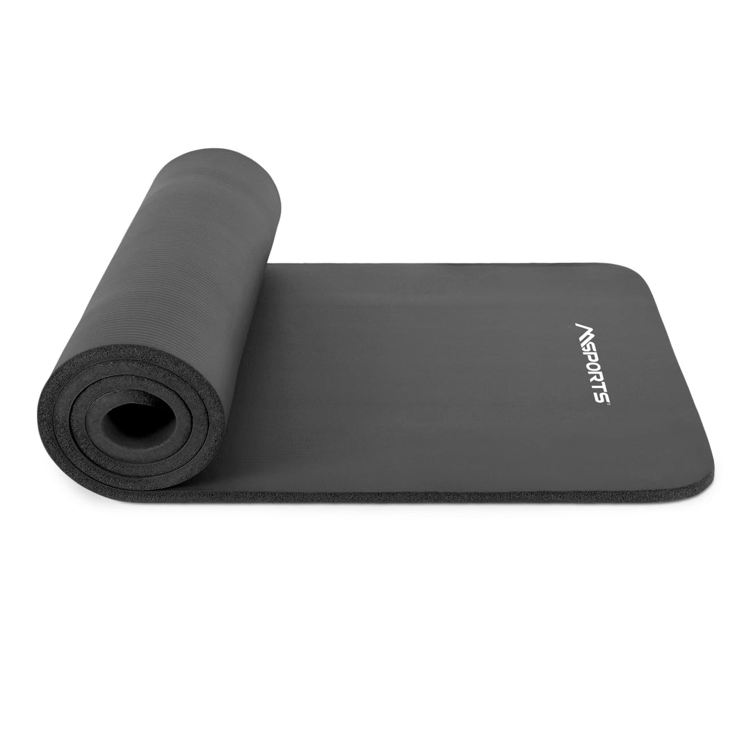 MSPORTS Gymnastikmatte Studio 183 x 61 x 1,0 oder 1,5 cm | inkl. Übungsposter und Tragegurte | Hautf