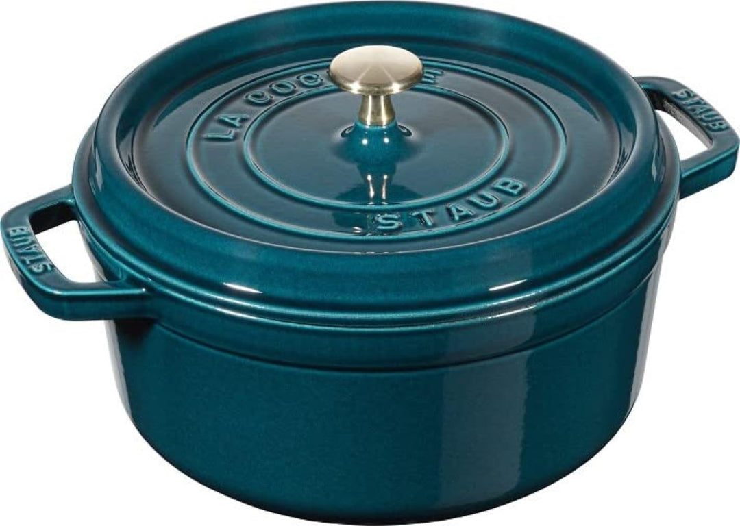 STAUB Cocotte, Gusseisen Bräter, Alle Herdarten inkl Induktion, Rund, 28 cm, 6,7 L, Petrol-Blau 28 c