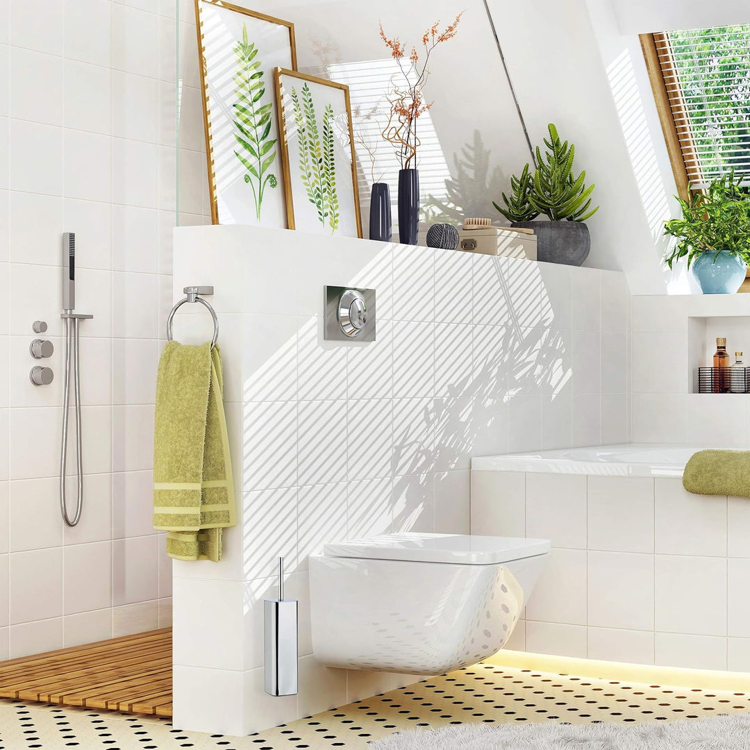 Relaxdays WC Bürstenhalter Wand, Toilettenbürstenhalter mit WC Bürste, für Wandmontage, HTB: 38,5x8x