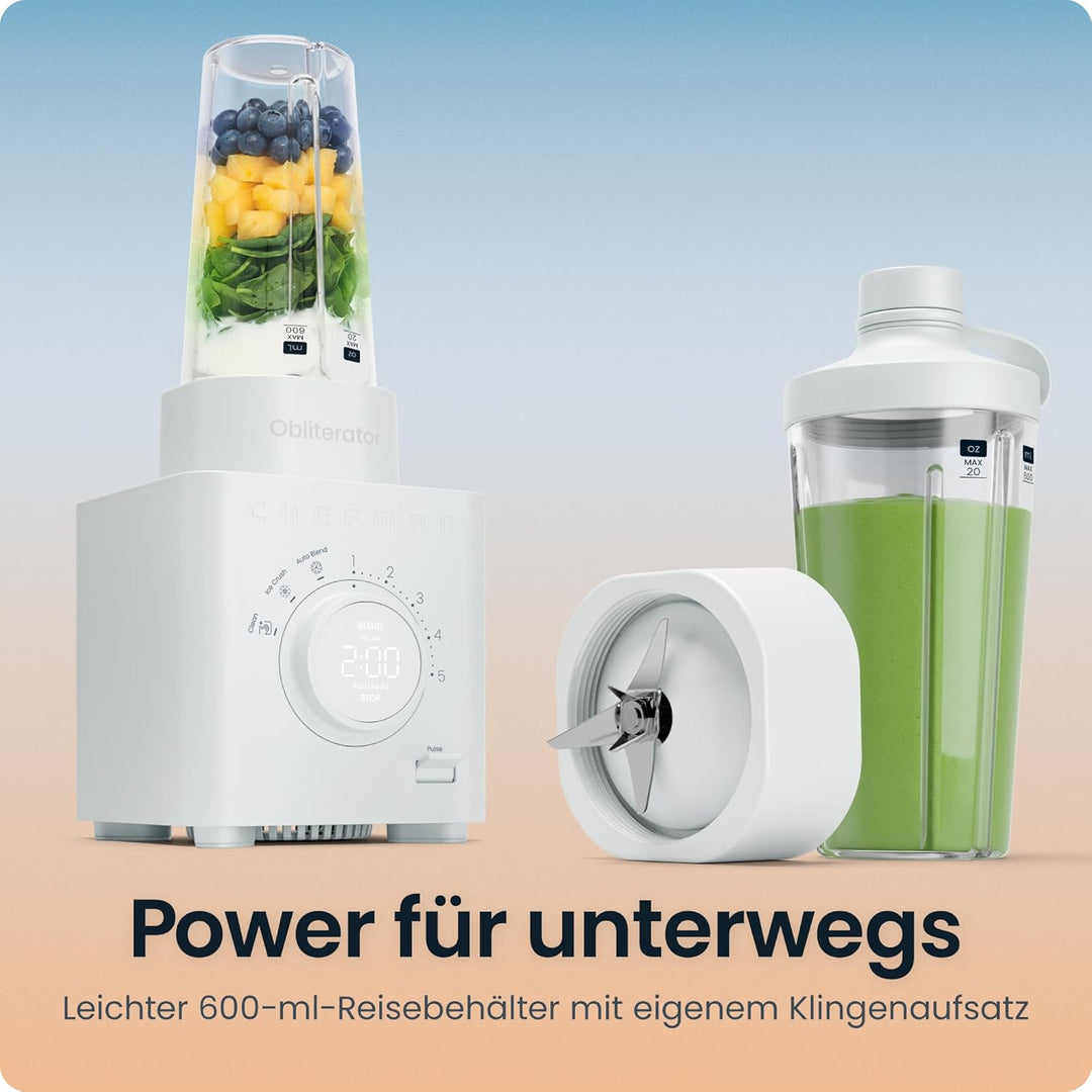 Chefman Obliterator 1.2L Standmixer für Smoothies, 1350W Motor zum Zerkleinern von Eis, Nüssen und g