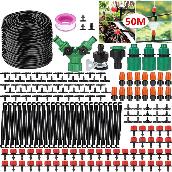 ANJUN 50m Garten BewässerungsSystem, 200 Pcs Garten Bewässerung Kit, Automatik Tröpfchenbewässerung