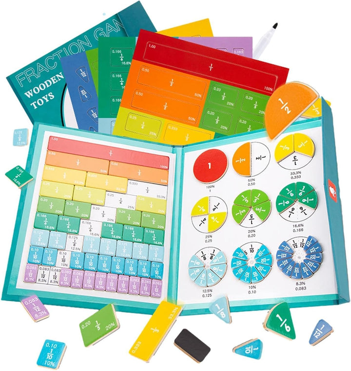 Math Games for School, Fraction Educational Tools, Magnetic Fraction Manipulatives, Wooden Math Mani
