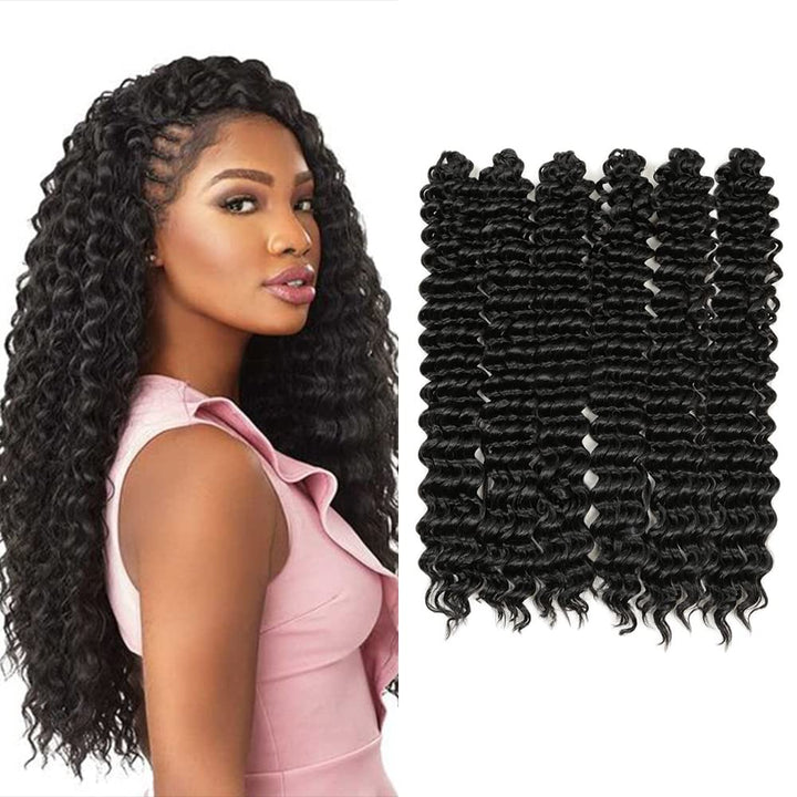 22 Zoll Deep Twist Häkelhaar 6 Packungen Ocean Wave Curly Bohemian Crochet Braids Deep Wave Haarbünd