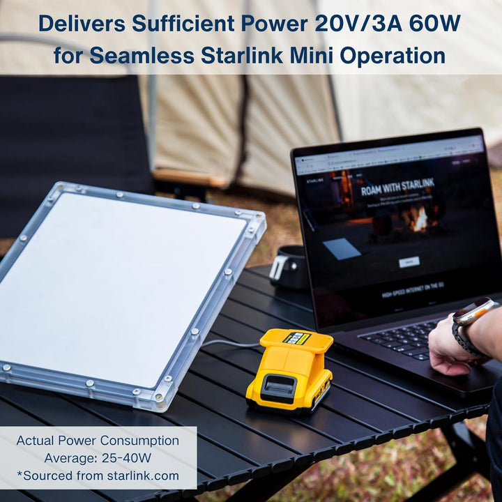 Batteriebetriebenes Ladegerät für Starlink Mini, kompatibel mit DeWalt-Batterien, 60 W 20 V/3 A Ausg