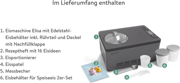 SPRINGLANE Eismaschine & Joghurtbereiter Elisa 2,0 L, selbstkühlendem Kompressor 220 W inkl. Aufbewa