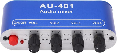 Audio-Mixer 4 Eingänge 1 Ausgang Stereo-Mischpult aus Aluminiumlegierung Kopfhörerverstärker DC 5‑12