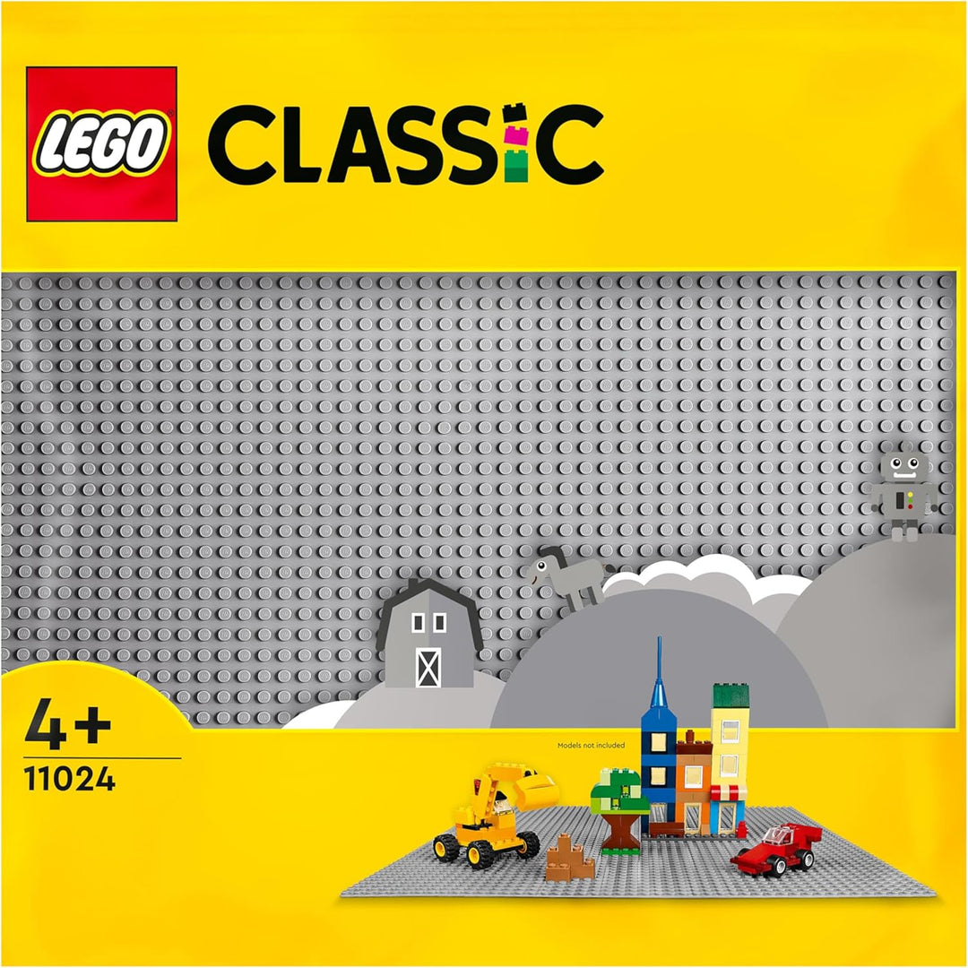 LEGO Classic Mittelgrosse Bausteine-Box, Konstruktionsspielzeug & Classic Graue Bauplatte, quadratis