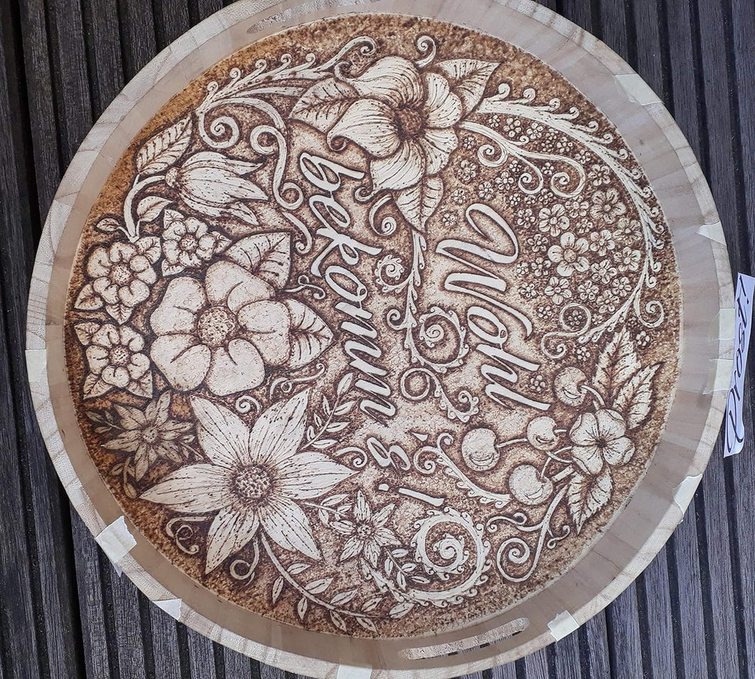 Pebaro 0285 Brandmal Bastel Set in schöner Holzbox: Brandmalkolben, 3 Brennspitzen, 5 Brennstempel,