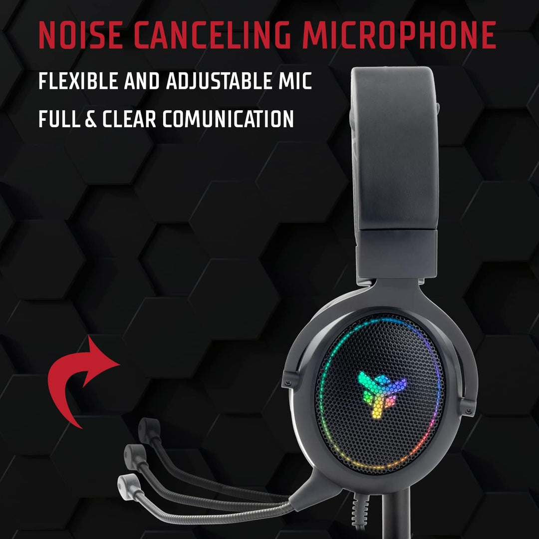 iTek H500 Gaming Headset - Gaming Headset mit abnehmbarem Mikrofon, 7.1 Surround-Kopfhörer, Externe