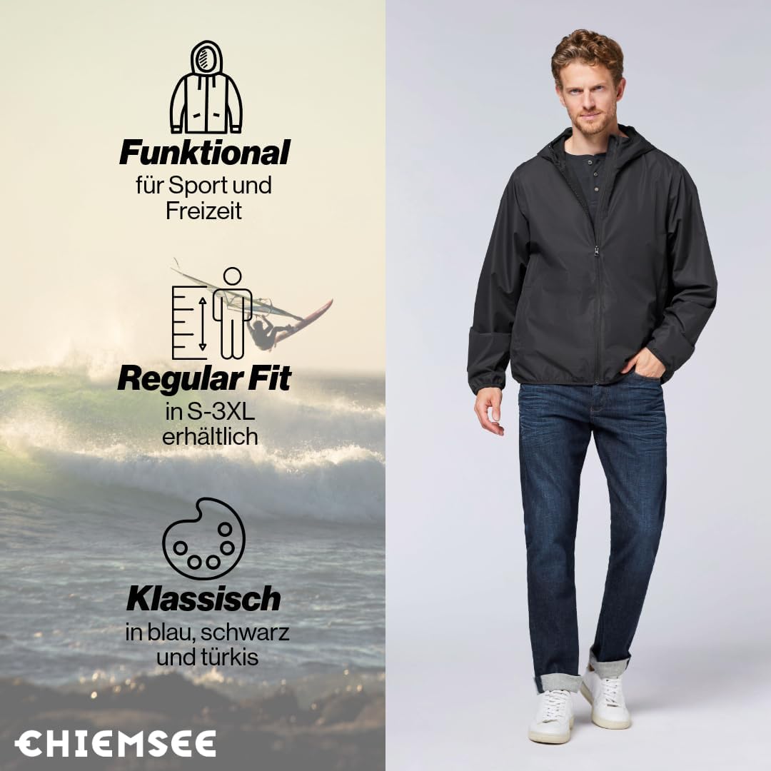 Chiemsee Regenjacke Herren I Funktionsjacke I Kapuze&amp;Seitentaschen I S-3XL XL 19-3911 Black Beauty,