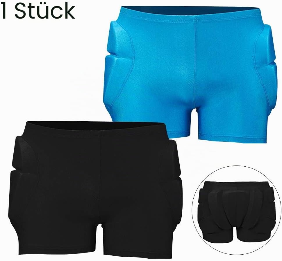 Anwangda Gepolsterte Shorts, Radsport Kurze Schutz Shorts, Hüftschutz 3D Gepolsterte Shorts für Skat