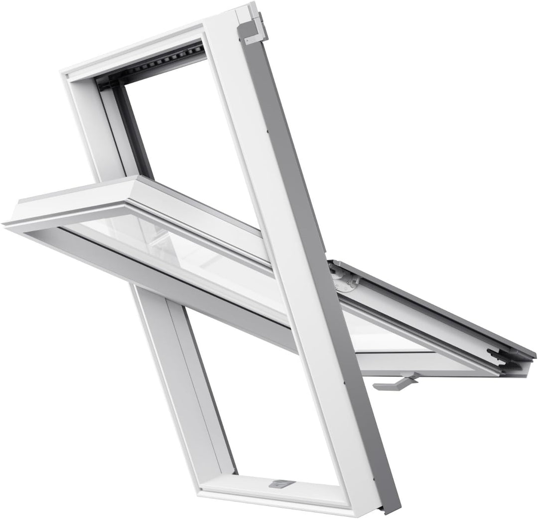 BAUBAY 66x118 cm Dachfenster aus Kunststoff | Fenster mit 3-fach Verglasung | inkl. Eindeckrahmen fü