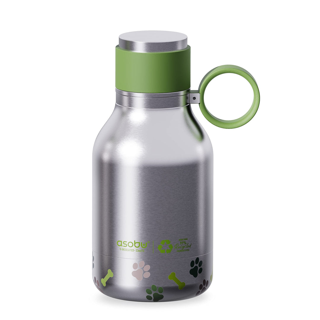ASOBU - Dog Bowl - recycelte Edelstahlflasche mit Hundenapf Silber