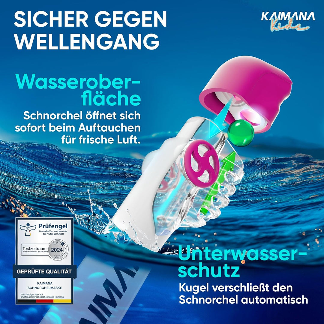 Die Preisgekrönte KAIMANA® Schnorchelmaske für Erwachsene & Kinder - absolut CO2 sicher - inkl. Trag