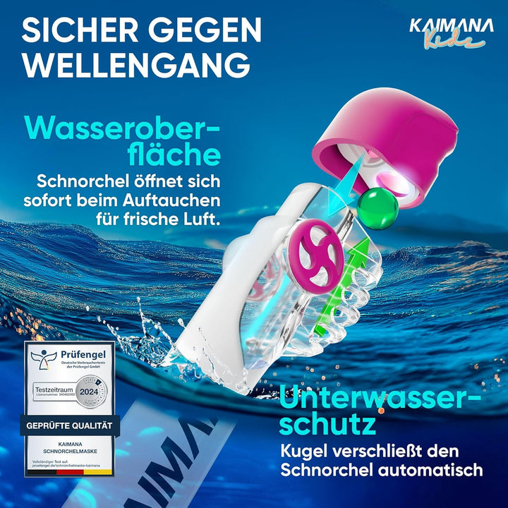 Die Preisgekrönte KAIMANA® Schnorchelmaske für Erwachsene & Kinder - absolut CO2 sicher - inkl. Trag