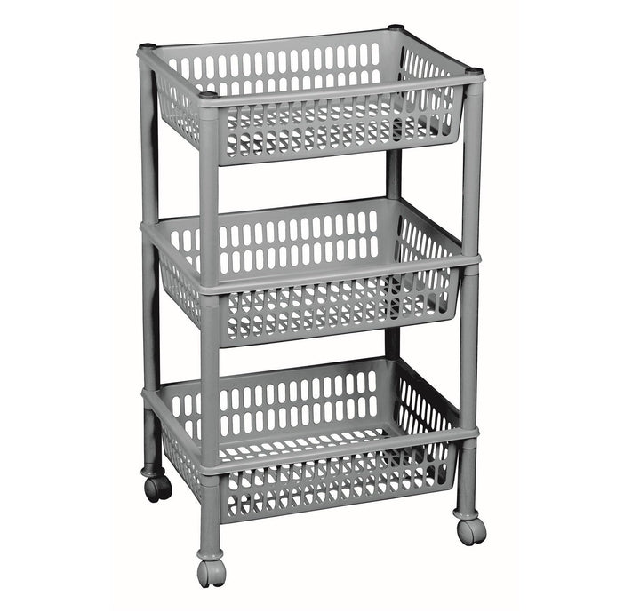 Plast Team Öko Trolley mit 3 Körben, Silber, One Size Einheitsgrösse Silber, Einheitsgröße