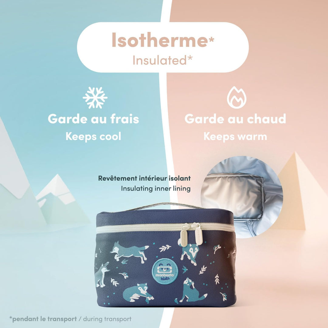 monbento - Kühltasche für Kinder Frosty blau Wolf - Lunch Tasche zum Transportieren Lunchbox, Trinkf