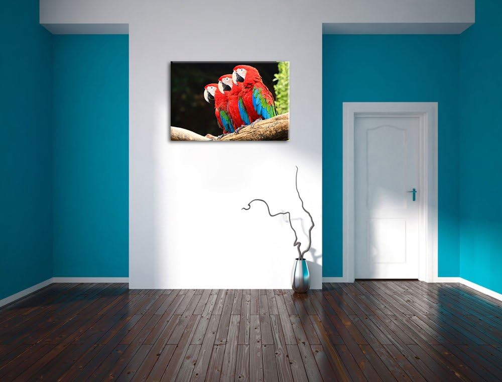 Papageien auf AST Format: 100x70 auf Leinwand, XXL riesige Bilder fertig gerahmt mit Keilrahmen, Kun