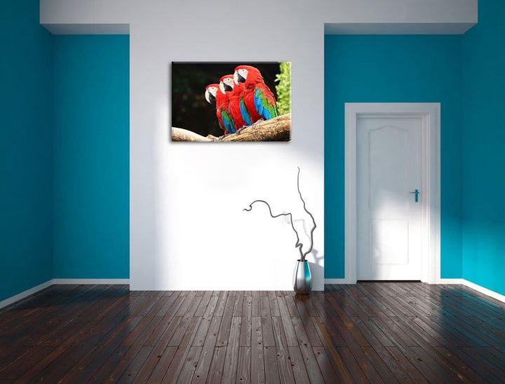 Papageien auf AST Format: 100x70 auf Leinwand, XXL riesige Bilder fertig gerahmt mit Keilrahmen, Kun