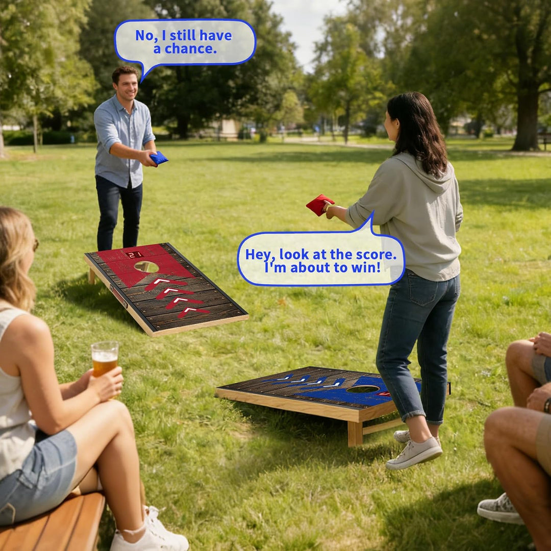 Verbessert 90 x 60 cm Faltbar Cornhole Spiel Outdoor Cornhole Säckchen mit mit Punktesystem,Bohnensä