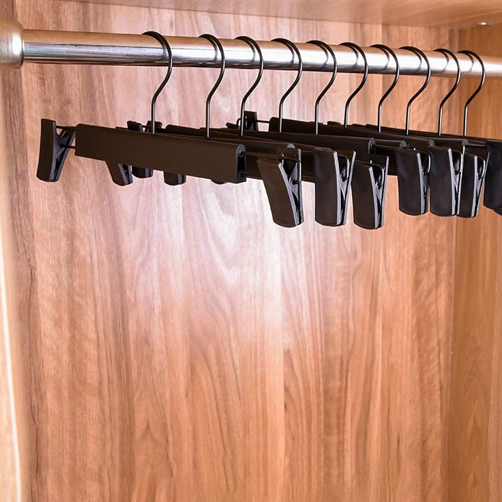 20 Stück Kleiderbügel mit starken Antirutsch verstellbaren Clips Haken, Platzsparende Hosenbügel für