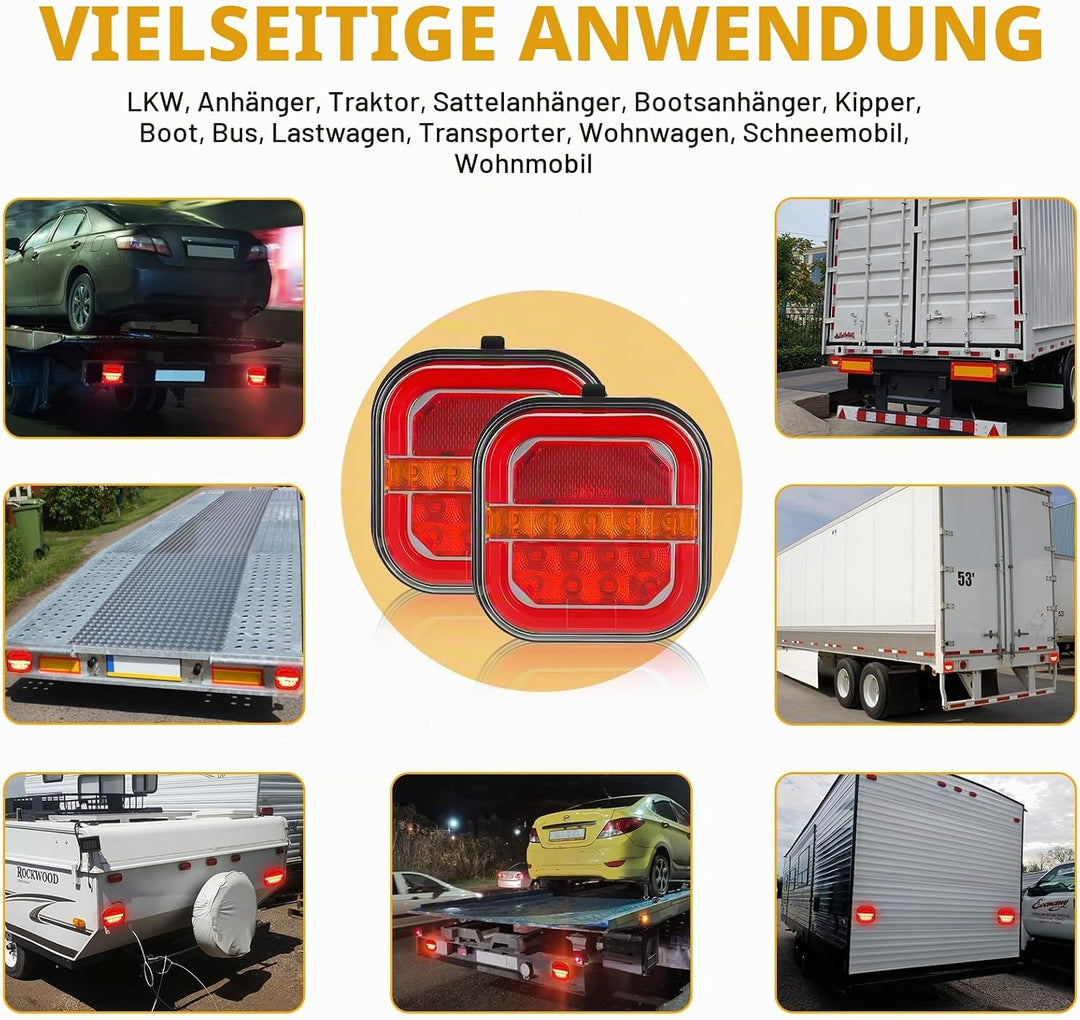 AOHEWEI Kabellose Beleuchtung LED Set Magnetische Anhänger Rücklichter Kabel frei 12V/24V LKW hinten