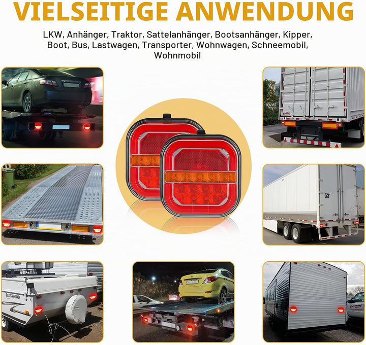 AOHEWEI Kabellose Beleuchtung LED Set Magnetische Anhänger Rücklichter Kabel frei 12V/24V LKW hinten