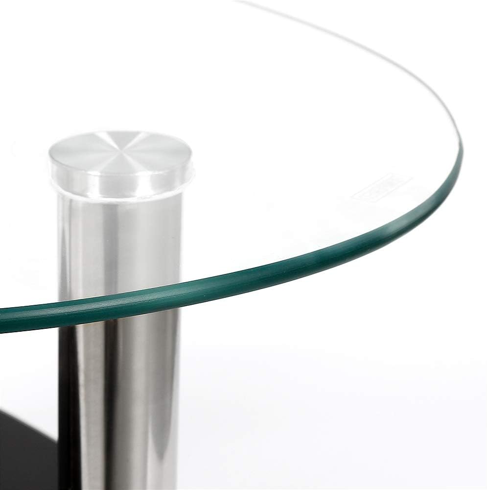 DDMINE Couchtisch, Gehärtetes Glas Wohnzimmertisch, Ovaler Couchtisch mit Rutschfesten Beinen und St