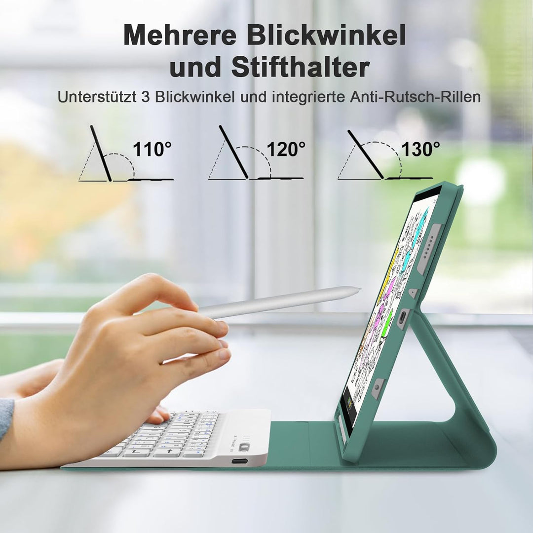 IVEOPPE Hülle mit Tastatur für Samsung Galaxy Tab A11 8.7 Zoll, Deutsches QWERTZ Keyboard, Magnetisc