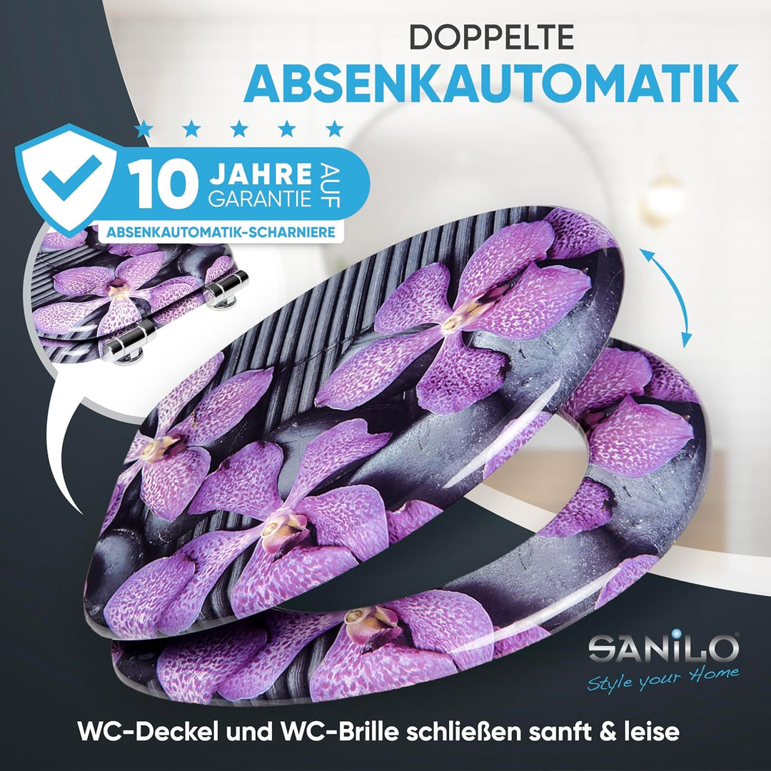 Sanilo WC-Sitz mit Absenkautomatik I Hochwertiger Toilettensitz aus Holz I Toilettendeckel in versch