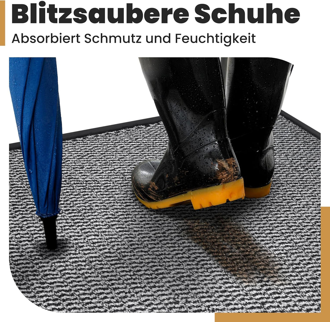 Saubere Schuhe Dank saugstarkem Stoff (robust) perfekte Grösse Grau in 40x60cm - Fussmatte innen, Fu