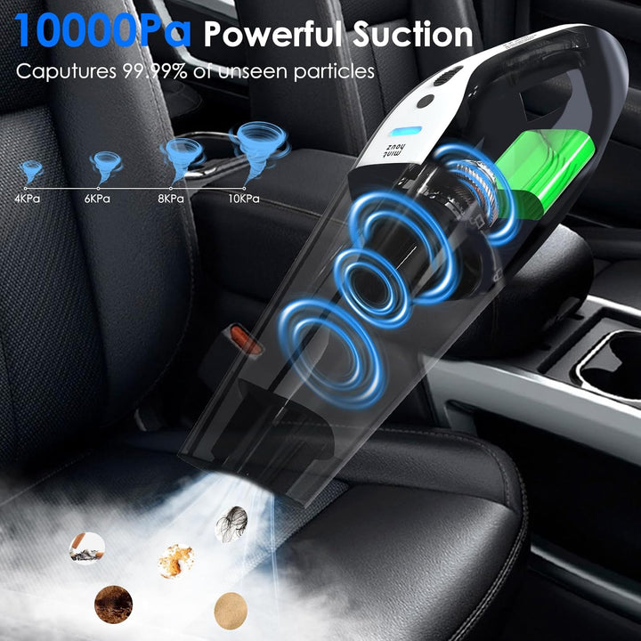 Minthouz Handstaubsauger Akku, 12.6V Leistungsstarker Autostaubsauger mit Waschbar HEPA-Filter LED T