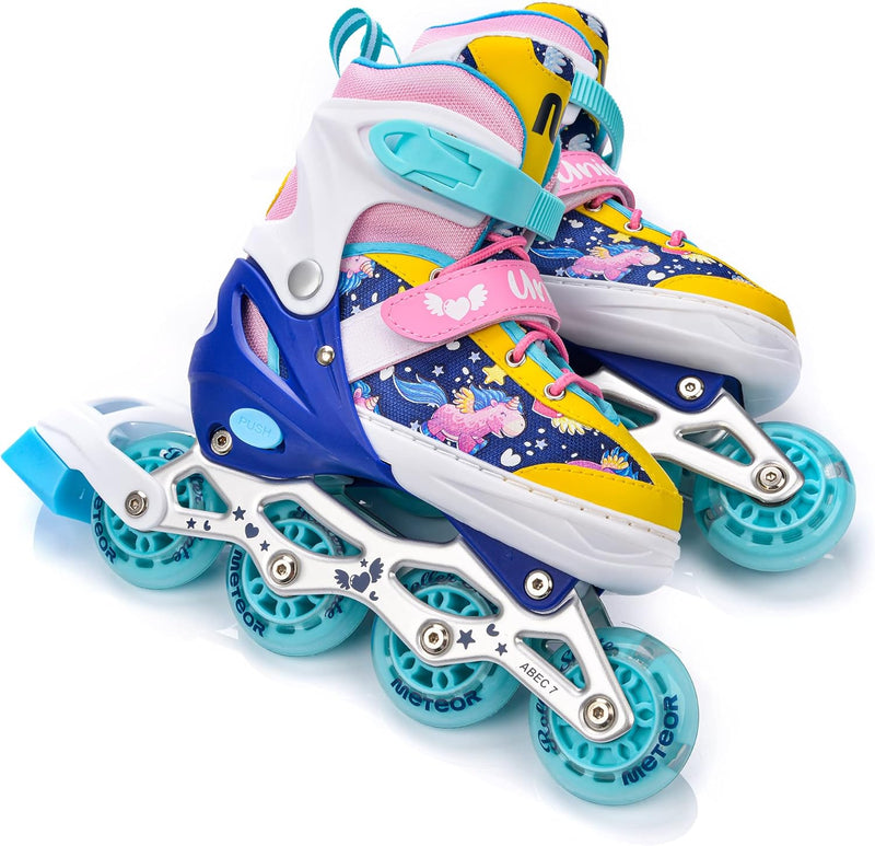 meteor® Inlineskates 4in1 Kinder Inliner Rollschuhe Roller Blades Quad Skates Carbon Kinder Inlinesk